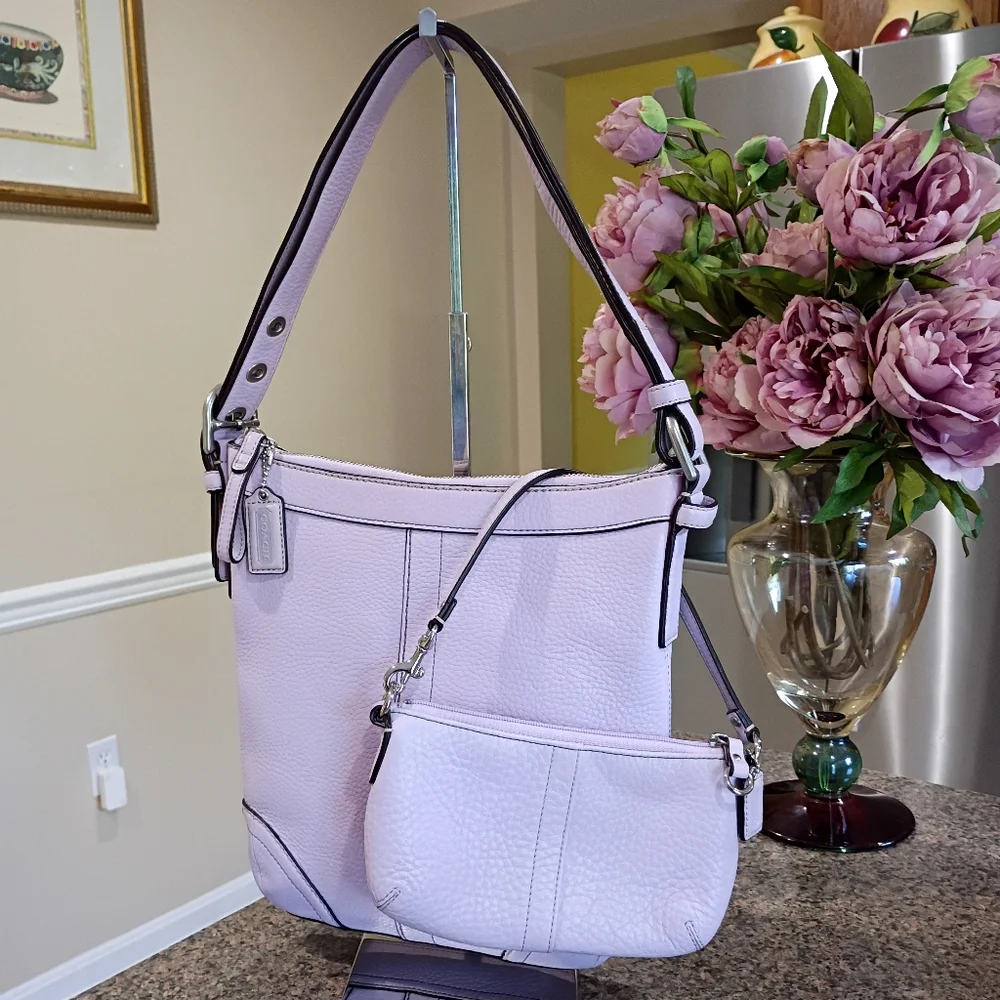 COACH Light Purple Pebbled Leather Wristlet